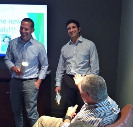 Shaun and Frank were surprised by their promotion at the end of Day One of the June 2015 Partner's Meeting.